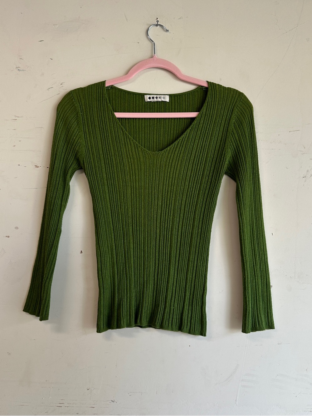 Vintage Y2K green ribbed long sleeve top